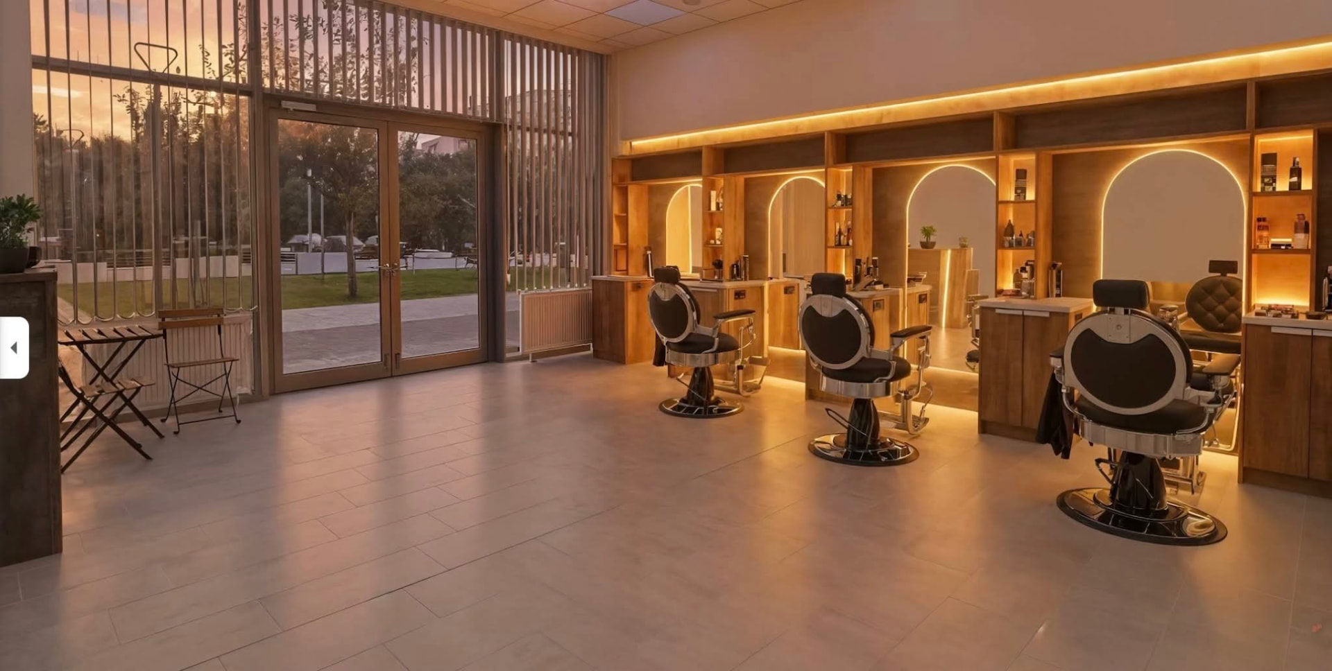 A Campus Barbershop elegáns belső tere